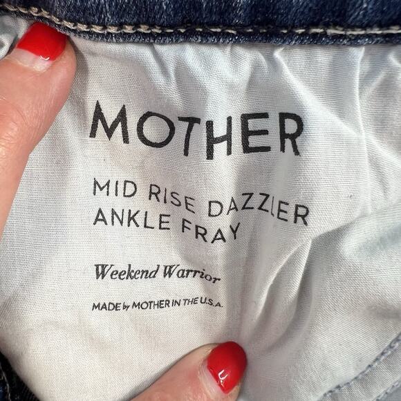 Mother Sz 28 Jeans The Mid Rise Dazzler Ankle Fray Weekend Warrior Women Stretch - Picture 6 of 16